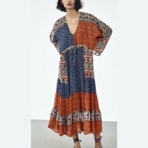 Zara Bohemian Patchwork Midi Dress